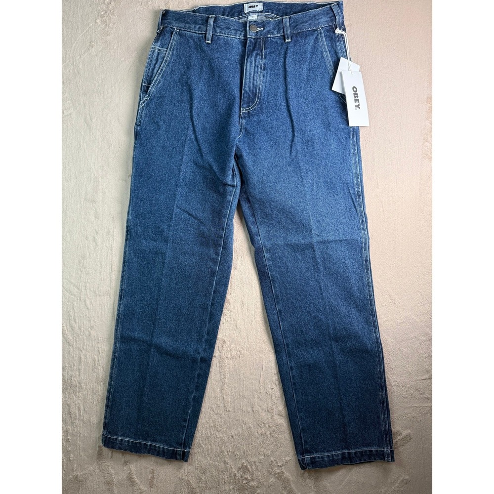 Obey Carpenter Jeans Mens NEW 32 Blue‎  Contrast Stitch Street Workwear Utility
